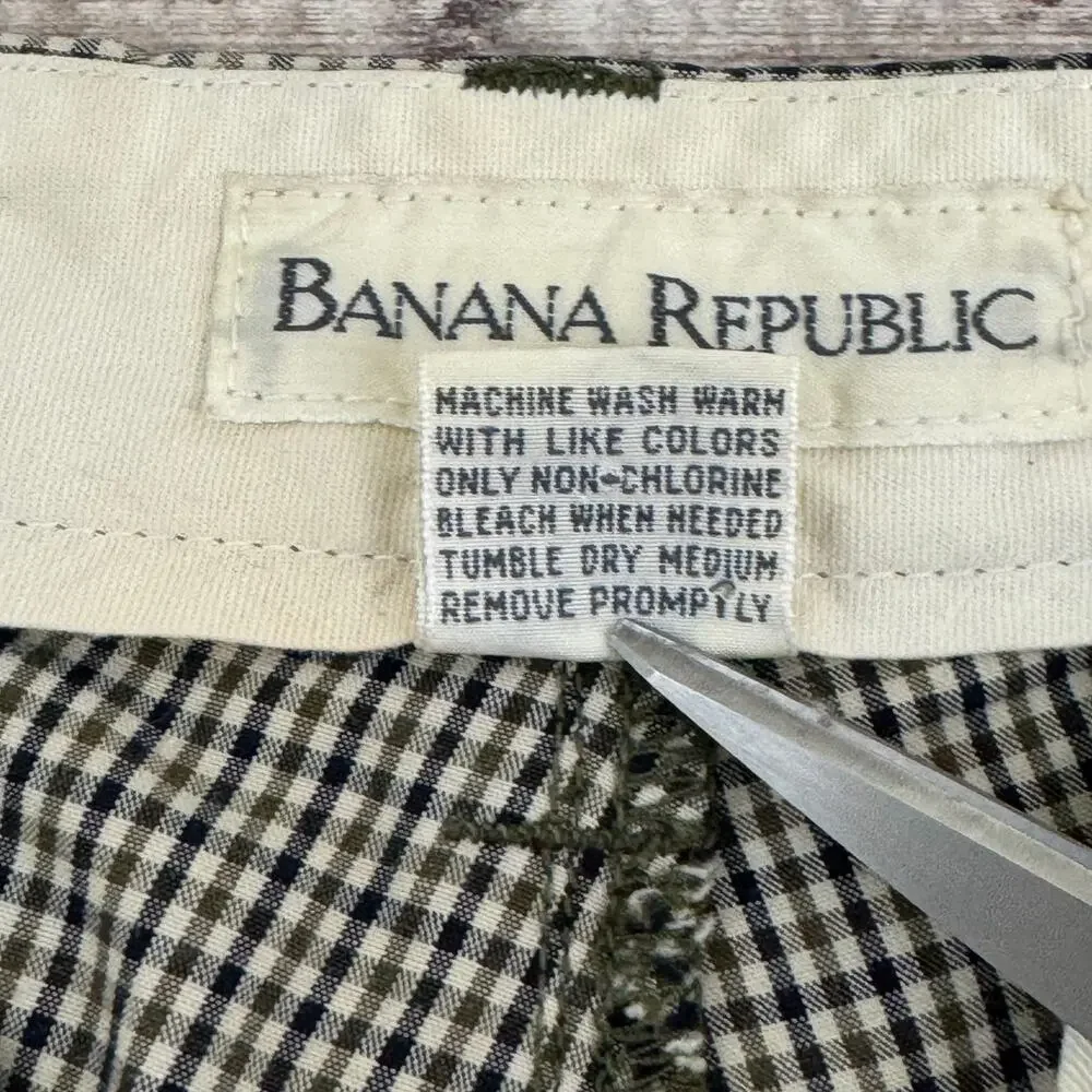 Vintage Banana Republic Shorts Men's 30 Plaid Flat Front Safari